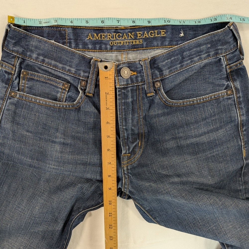 American Eagle Jeans Mens 30 x 34 Original Straight Medium Wash Blue 100% Cotton - Picture 11 of 12